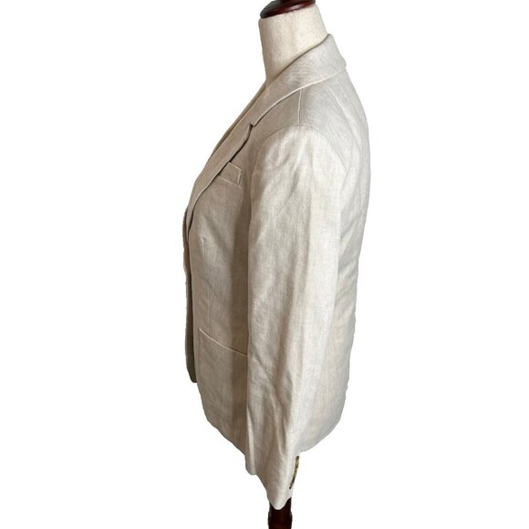 NWT J.Crew $198 Helena Blazer Stretch Linen Blend Flax Ivory Size 4 BX793 - Picture 8 of 15